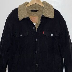 Vintage Levi's Corduroy Sherpa Trucker Jacket Black Size L 70520
